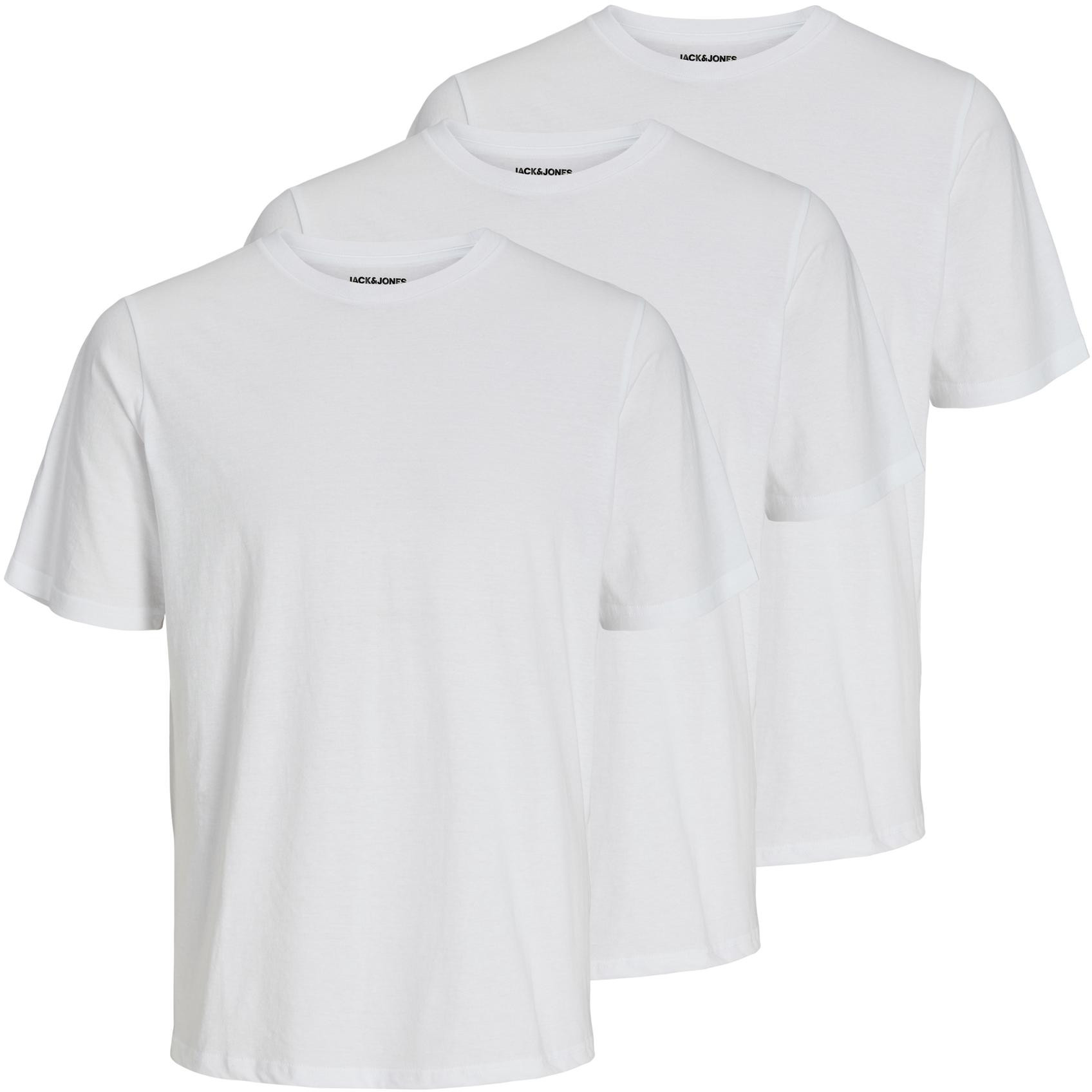 Jack&Jones 3 PACK - pánske tričko JACUNDER Stan dard Fit 12248076 White M