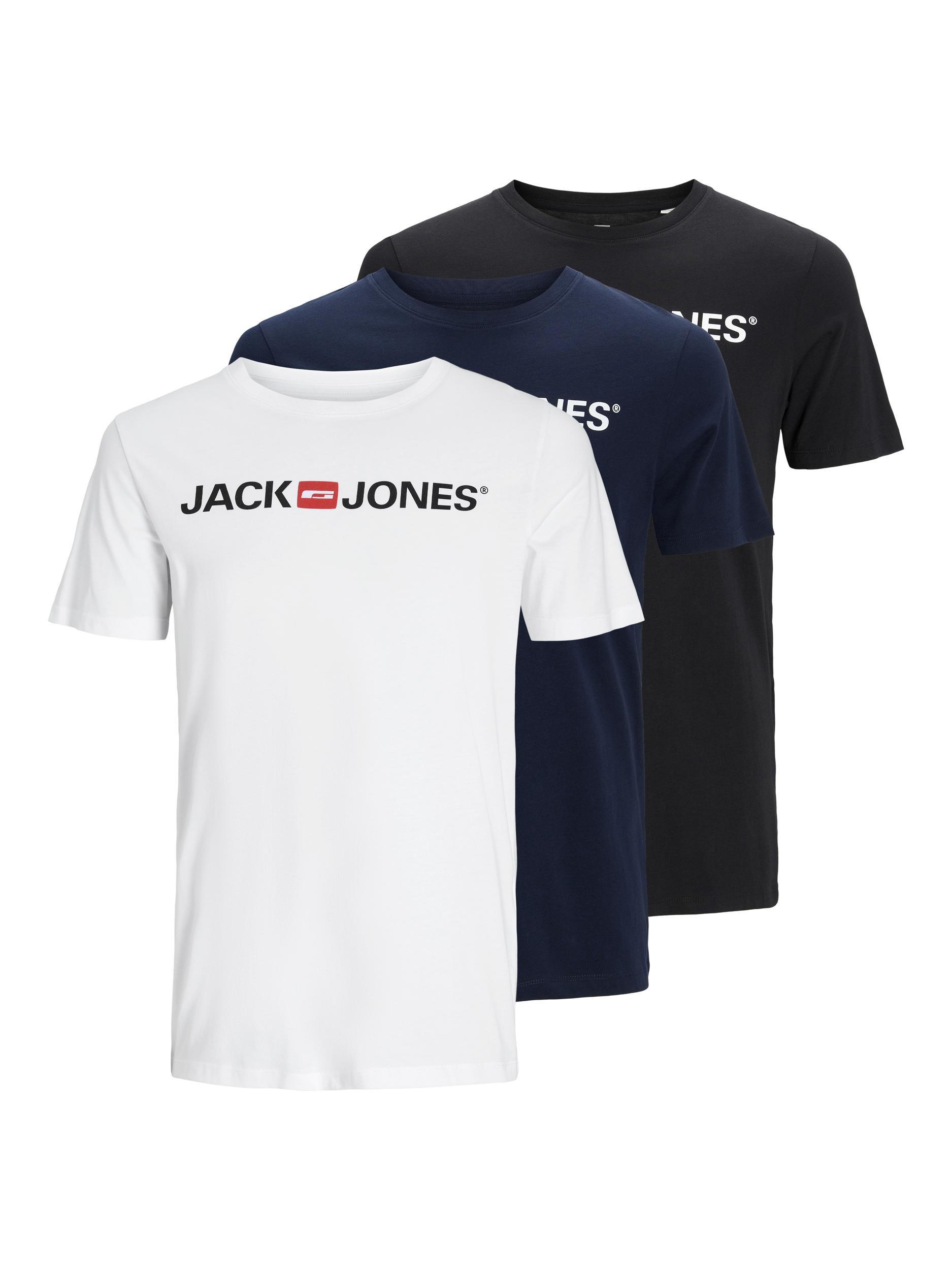 Jack&Jones 3 PACK - pánské triko JJECORP Slim Fit 12191330 Black/White/Navy XL