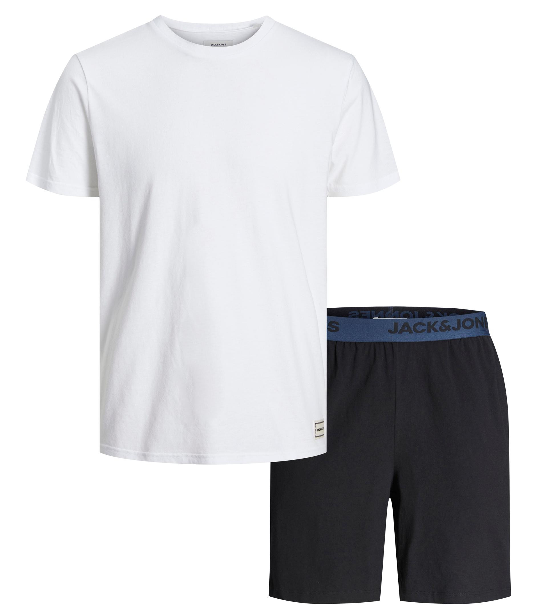Jack&Jones PACK - Póló és rövidnadrág JAC Regular Fit 12221863 White Shorts Black S