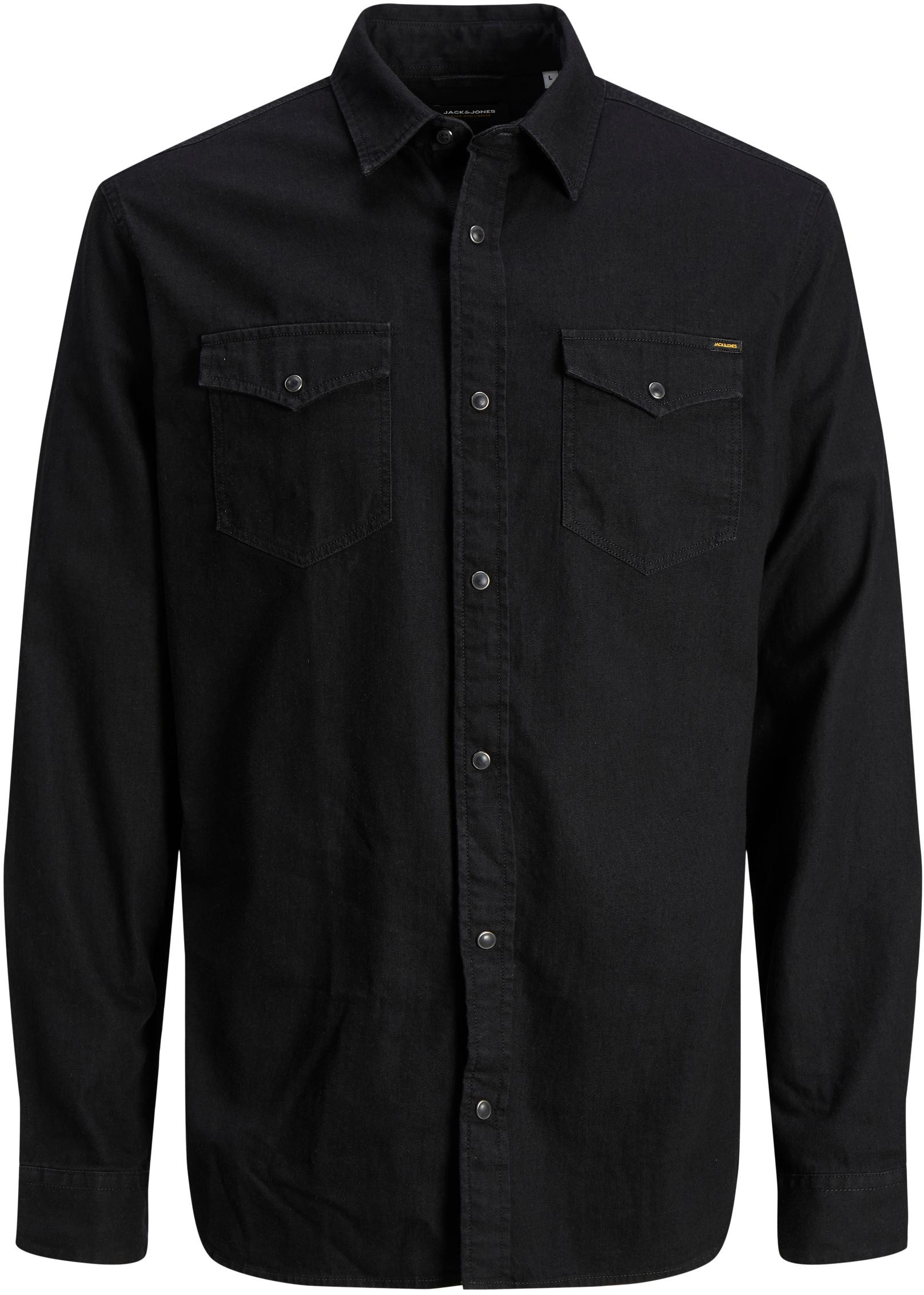 Jack&Jones Pánská košile JJESHERIDAN Slim Fit 12138115 Black Denim S