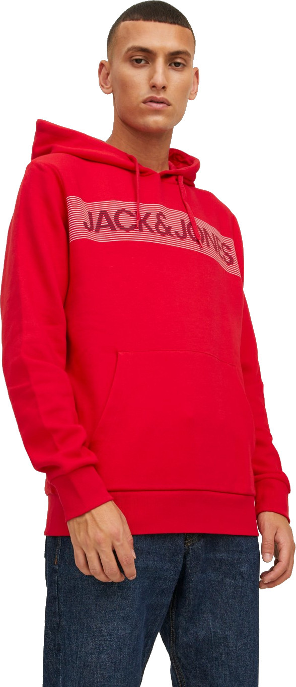 Jack&Jones Pánská mikina JJECORP 12152840 True Red Play-3 XXL