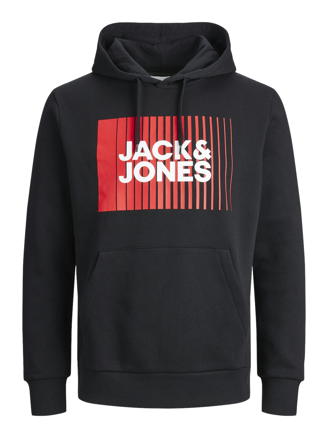 Jack&Jones Pánská mikina JJECORP Standard Fit 12233599 Black logo red M