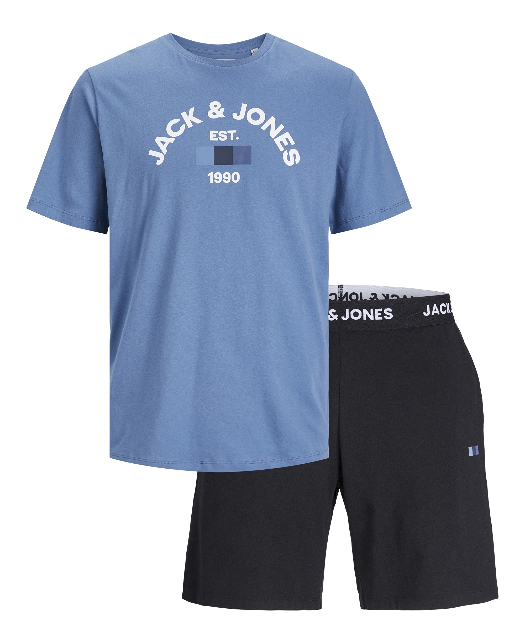 Jack&Jones Férfi szett - póló és rövidnadrág JACTHEO Standard Fit 12258222 Coronet Blue L
