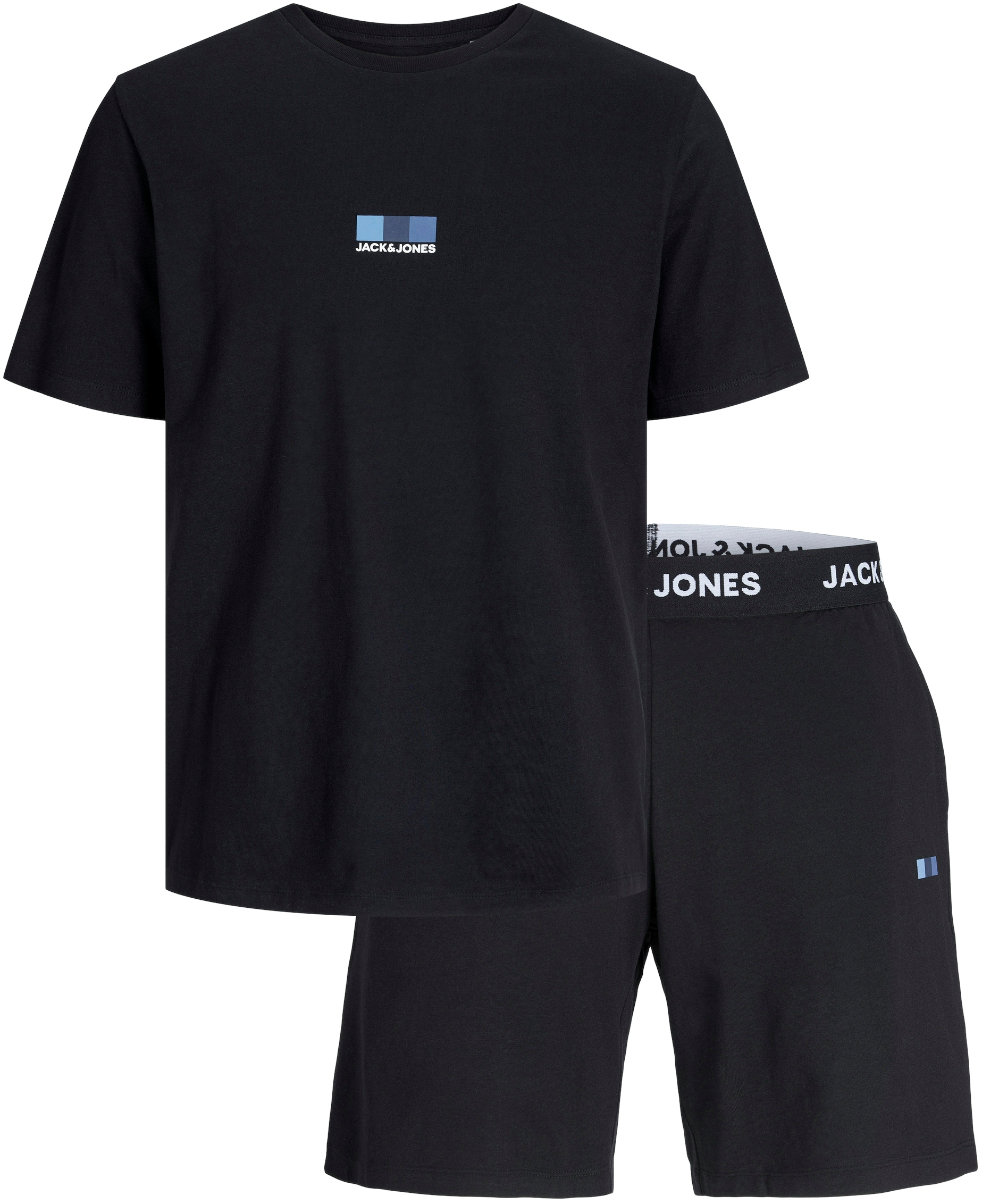 Jack&Jones Férfi szett - póló és rövidnadrág JACOSCAR Standard Fit 12258219 Black/Shorts S