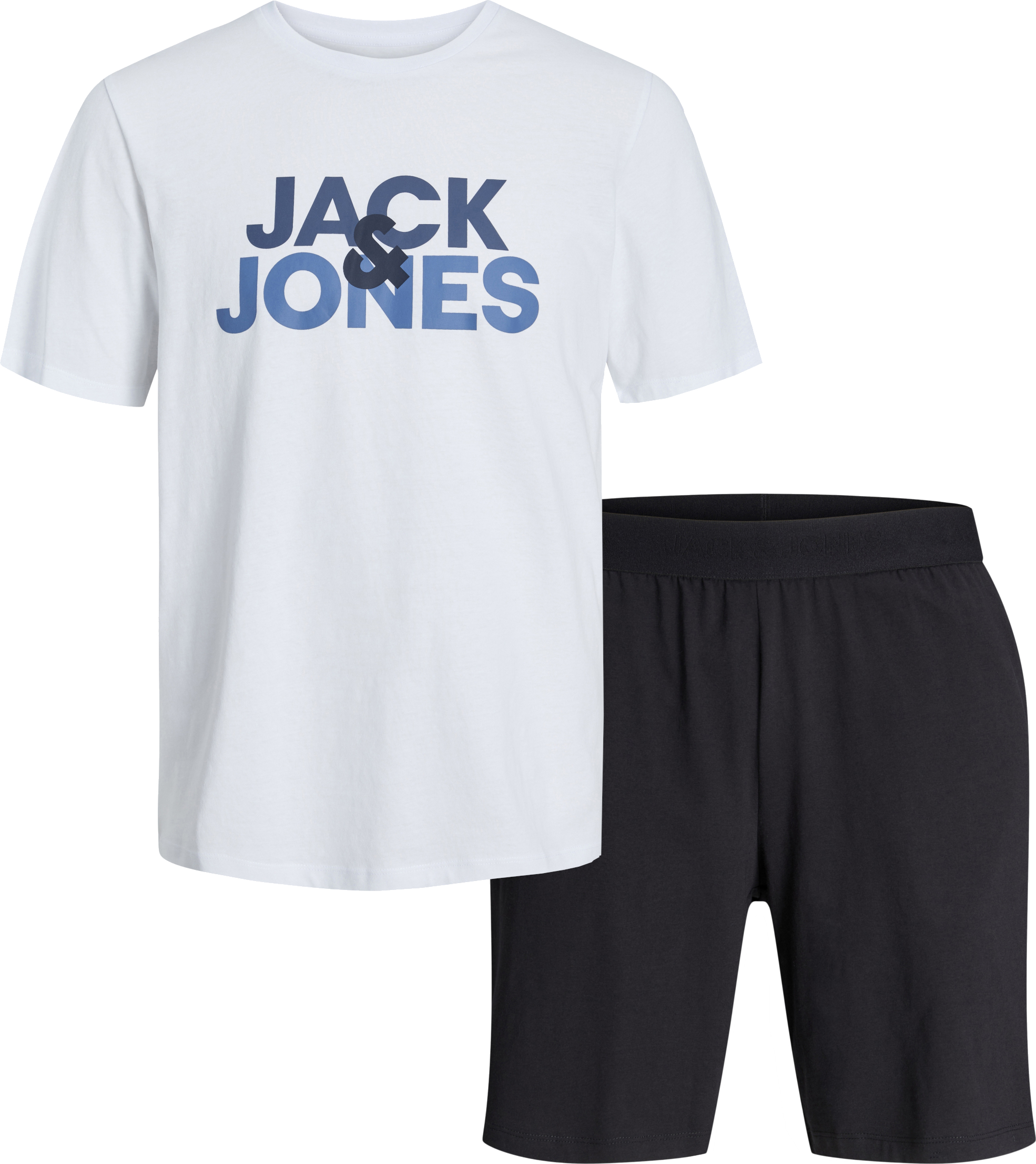 Jack&Jones Pánske pyžamo JACULA Standard Fit 12255000 White/Shorts Bia S