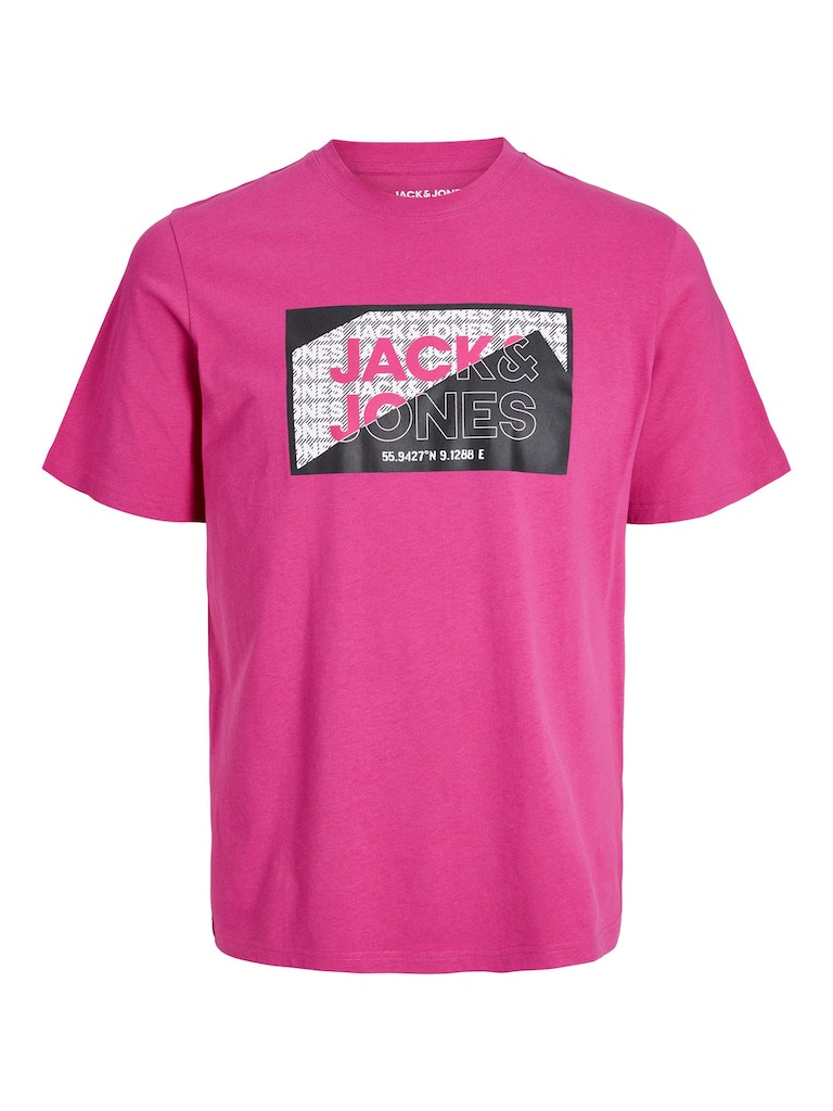 Jack&Jones Pánske tričko JCOLOGAN Standard Fit 12242492 pink yarrow M
