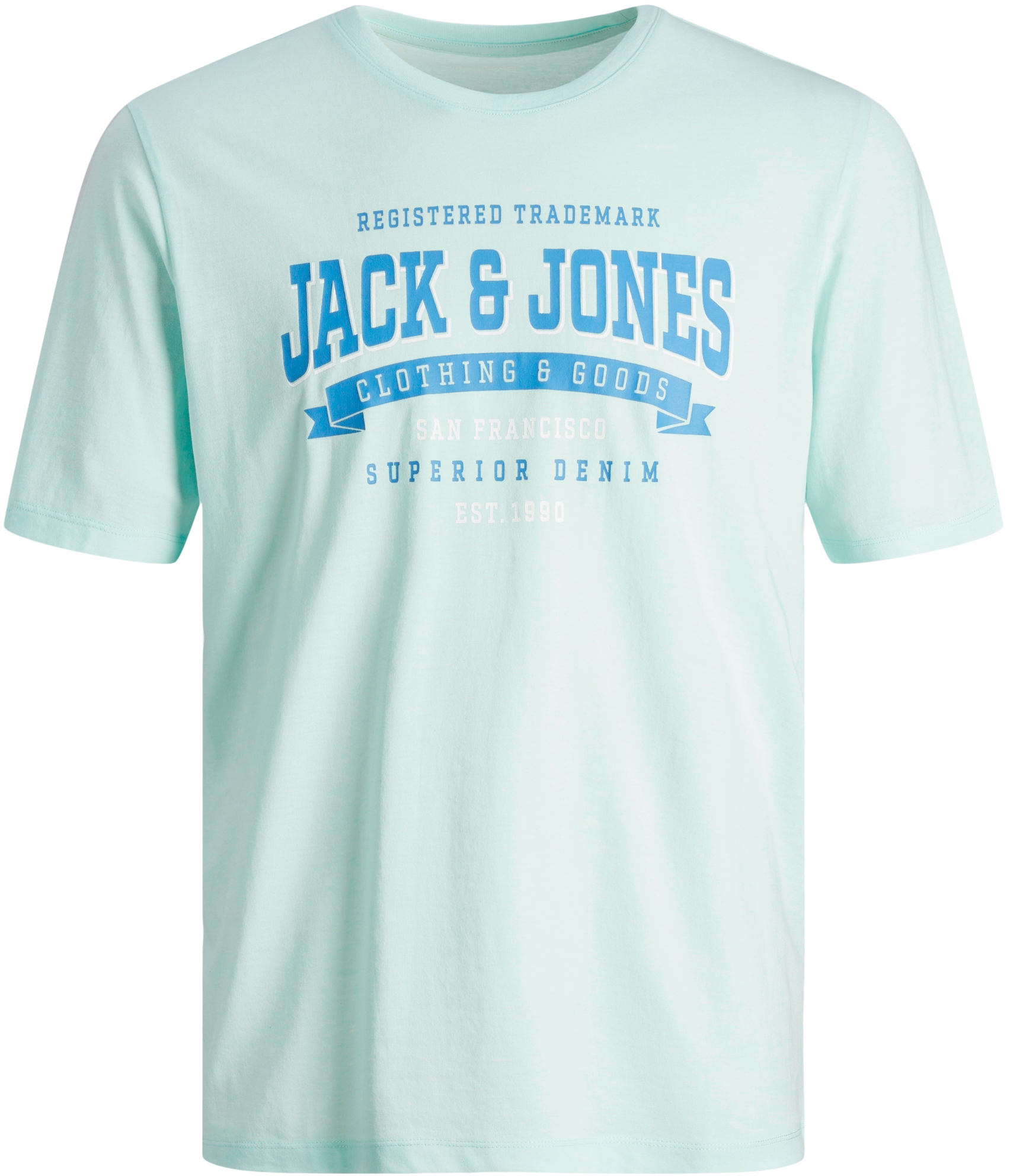 Jack&Jones Pánske tričko JJELOGO Standard Fit 12246690 Soothing Sea S
