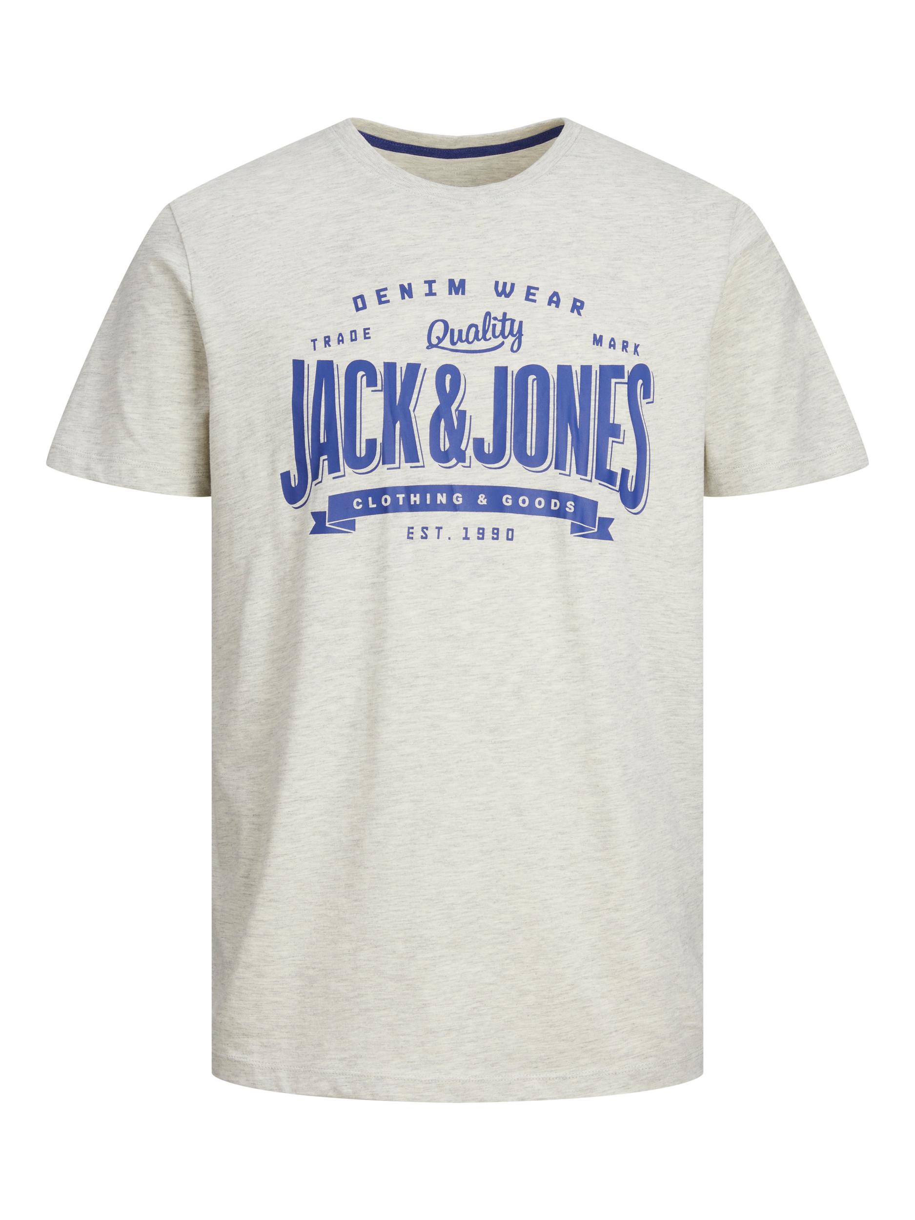 Jack&amp;Jones Pánské triko JJELOGO Standard Fit 12238252 White Melange M