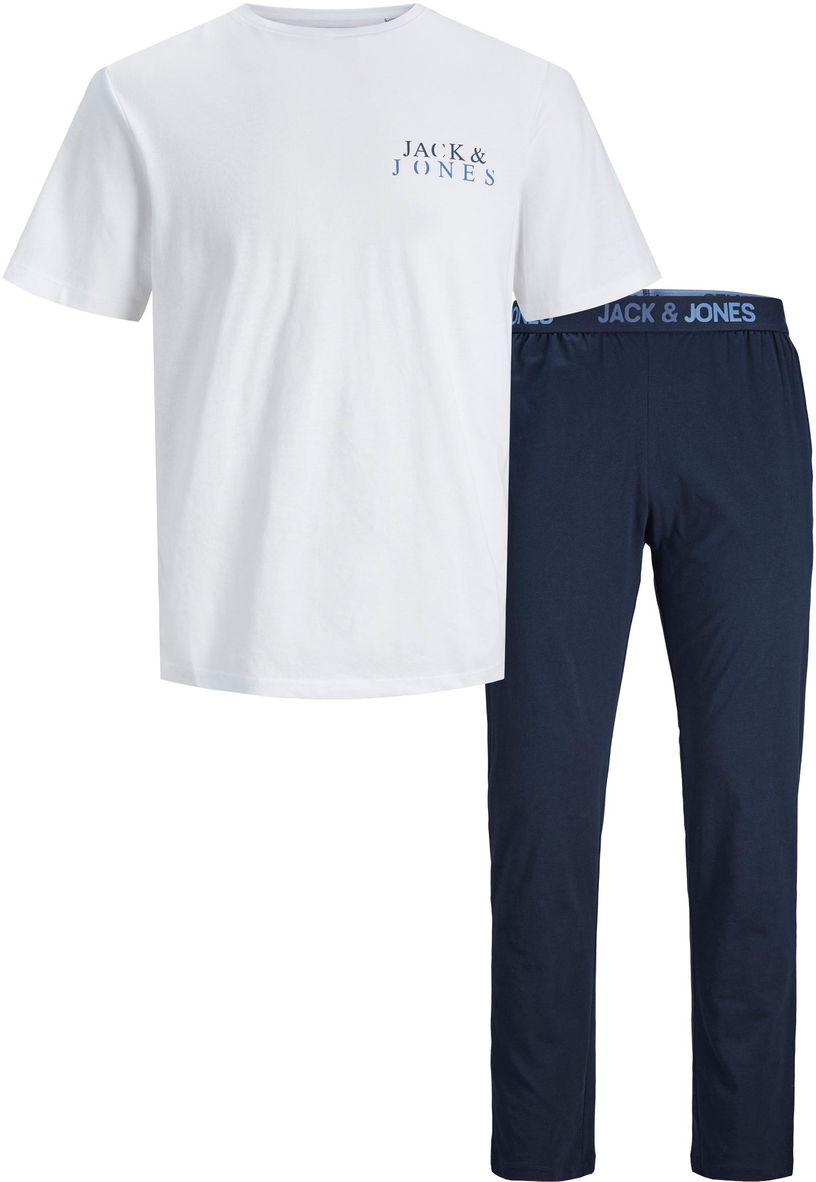 Levně Jack&Jones Pánské pyžamo JACALEX Standard Fit 12252292 White M