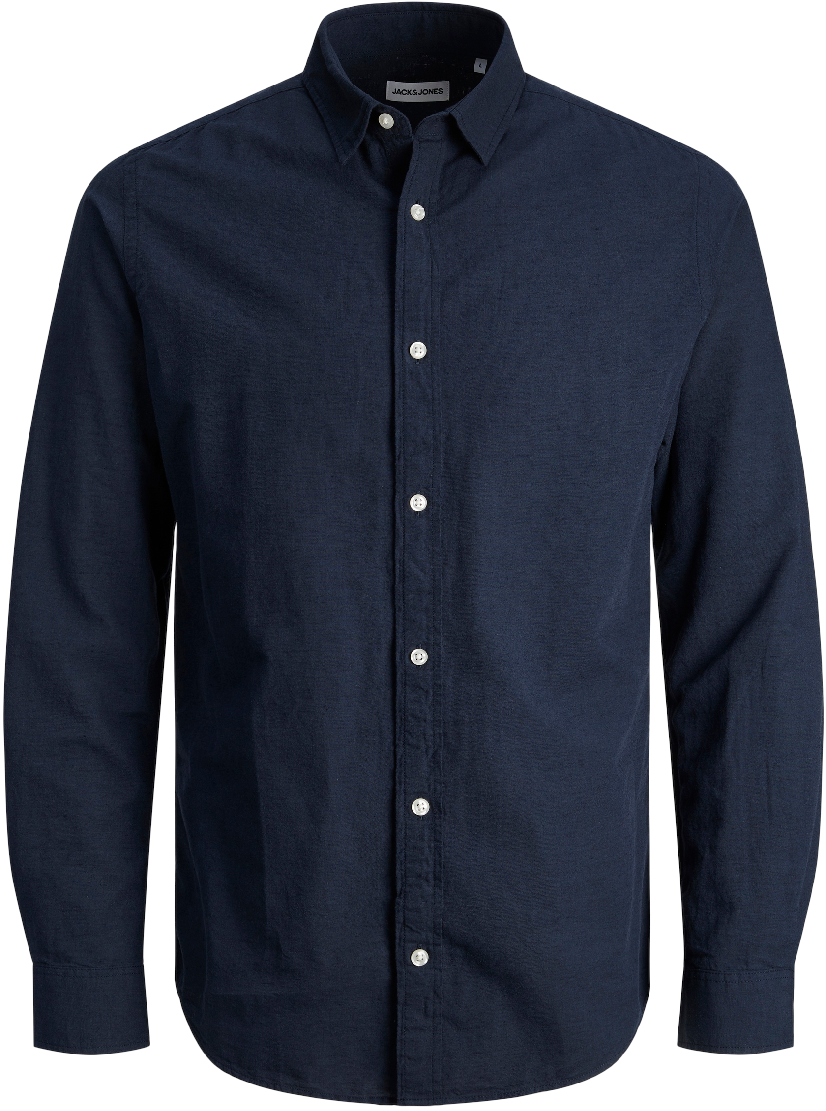 Levně Jack&Jones Pánská košile JJELINEN Slim Fit 12248579 Navy Blazer S