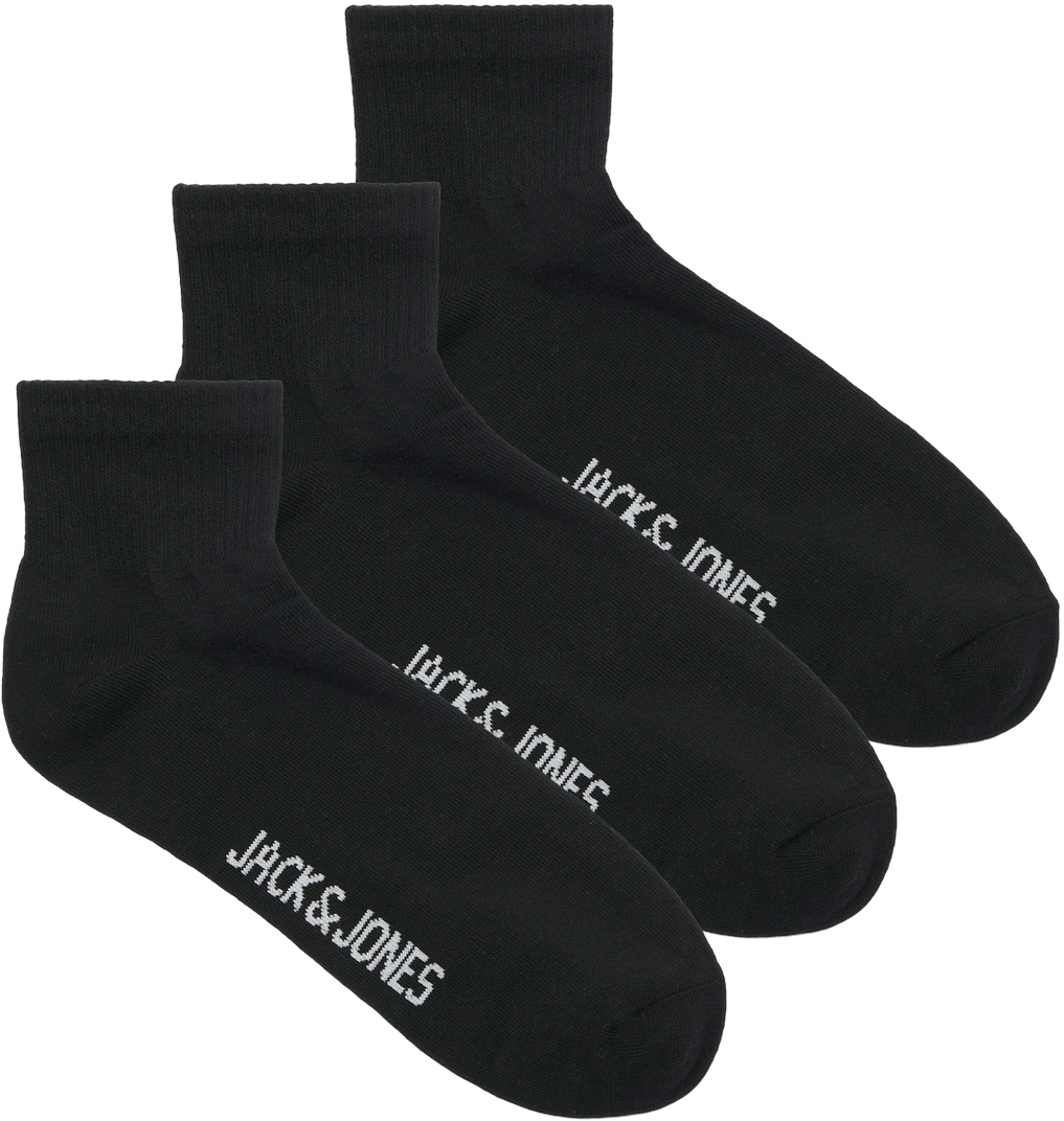 Jack&Jones 3 PACK - pánske ponožky JACLEON 12257150 Black
