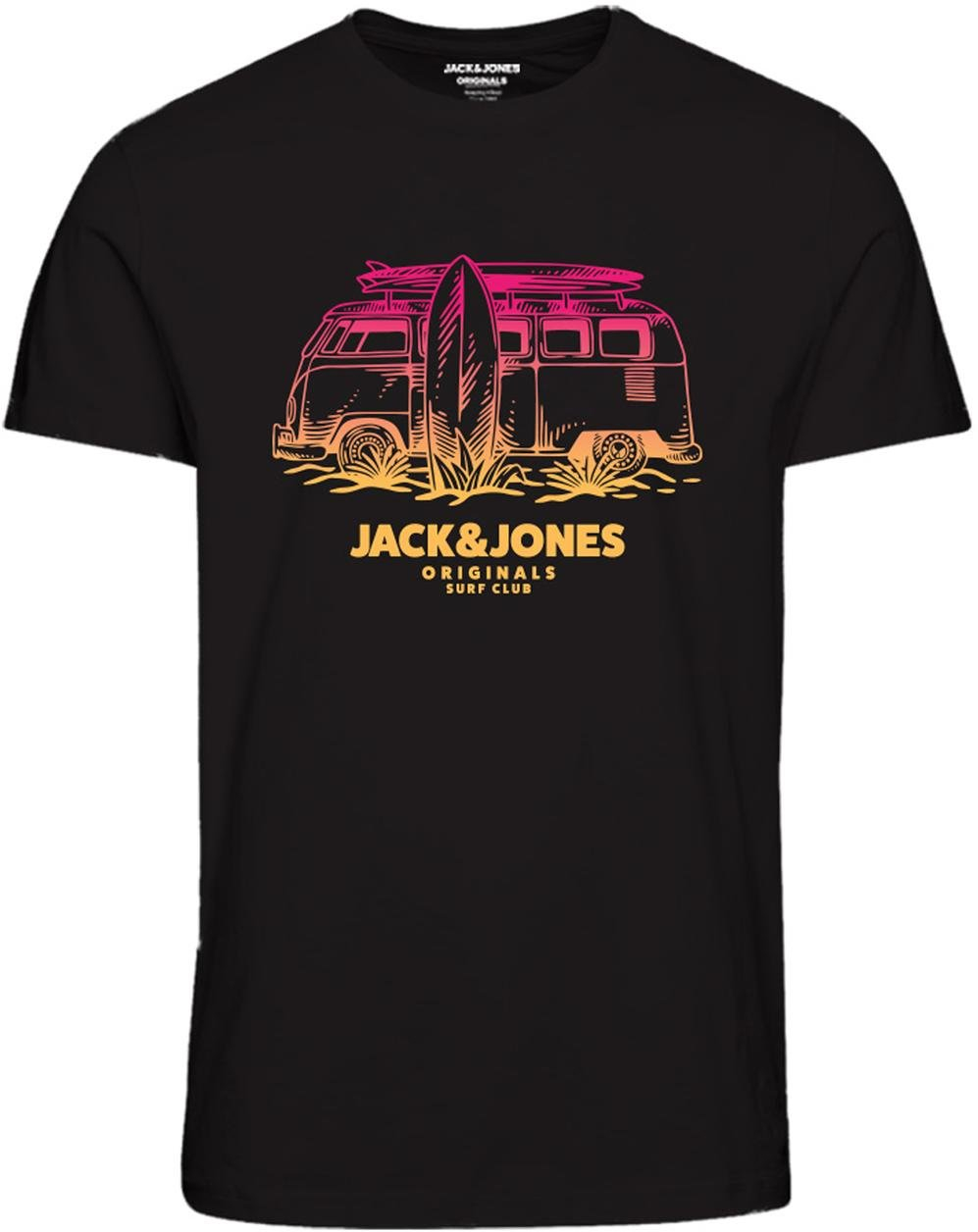Jack&Jones Pánske tričko JORARUBA Standard Fit 12258057 Black S