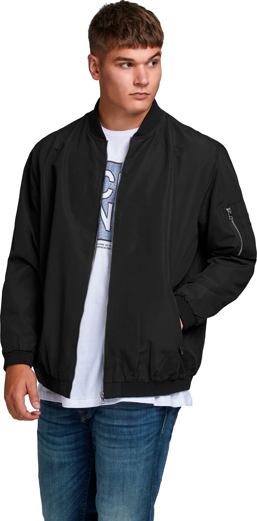 Jack&Jones PLUS Pánska bunda JJERUSH 12173990 Black 5XL