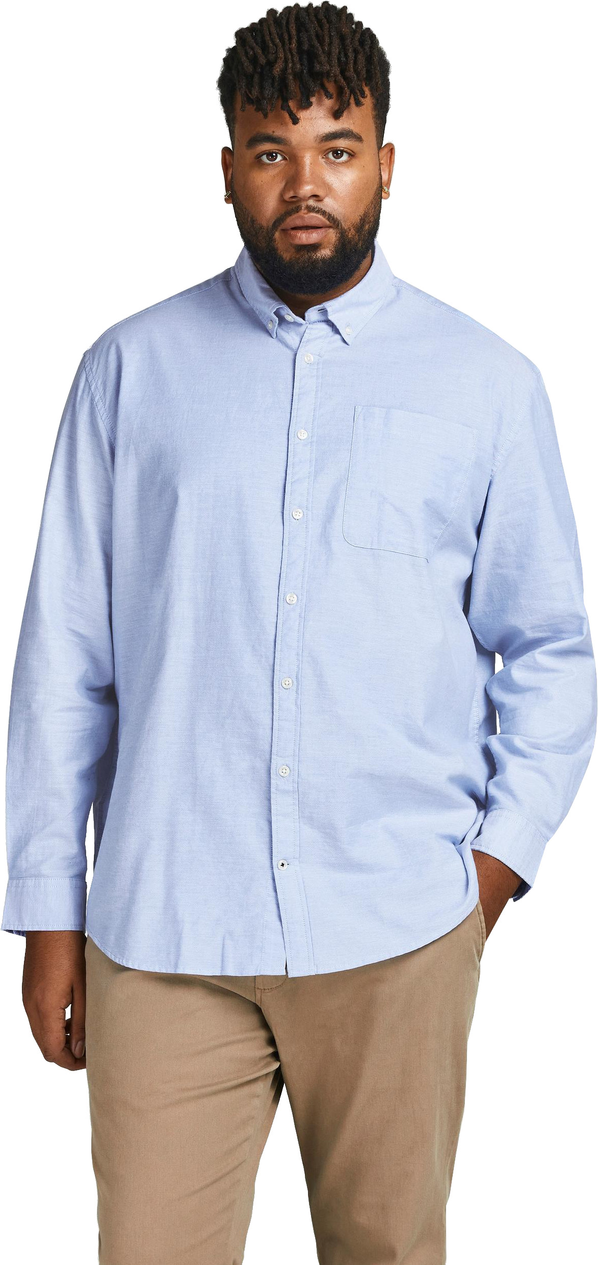 Levně Jack&Jones PLUS Pánská košile JJEOXFORD Slim Fit 12190444 Cashmere Blue 4XL
