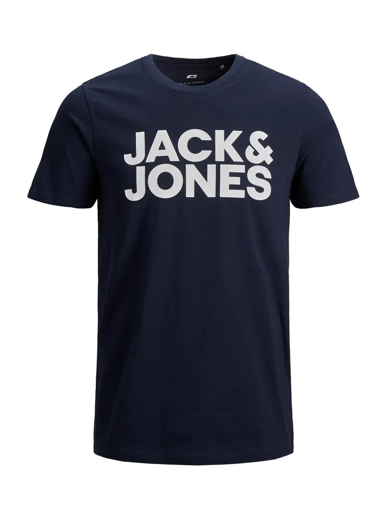 Levně Jack&Jones PLUS Pánské triko JJELOGO Regular Fit 12158505 Navy Blazer 4XL