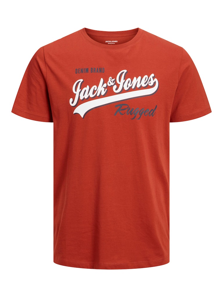 Jack&Jones PLUS Férfi póló JJELOGO Regular Fit 12243611 Cinnabar 5XL