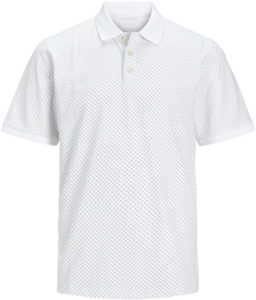 Jack&Jones PLUS Pánske polo tričko JJLUIS Standard Fit 12254901 White 4XL