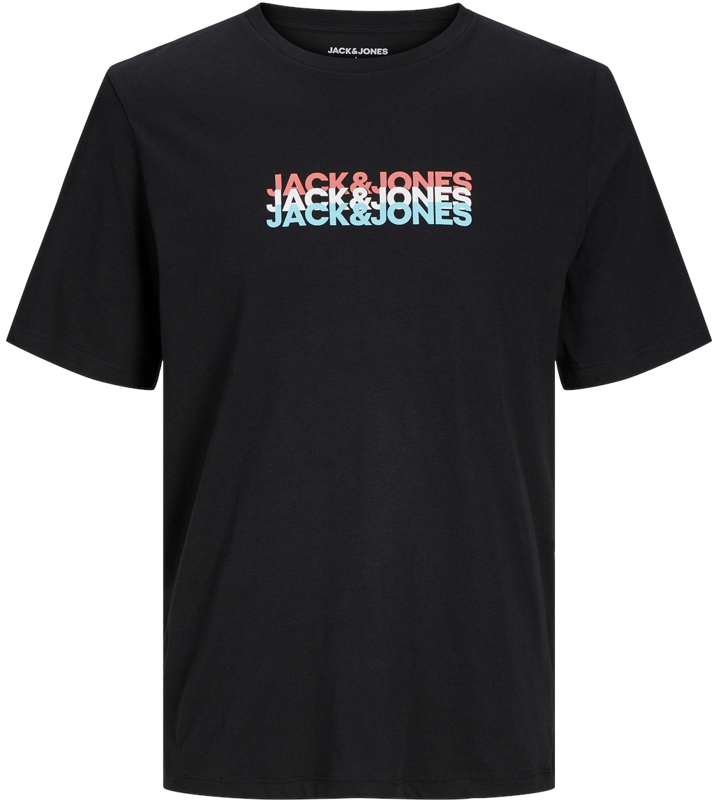 Jack&Jones PLUS Pánske tričko JJCYBER Standard Fit 12259838 Black 5XL