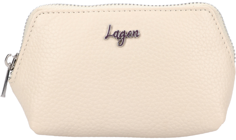 Lagen Dámska kožená mini peňaženka - kľúčenka BLC/5695/123 OFF WHITE