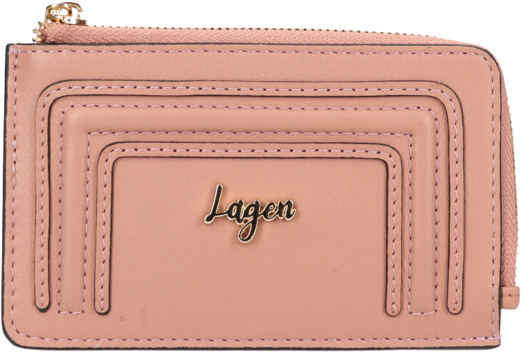 Levně Lagen Dámská kožená mini peněženka - klíčenka BLC/5784/323 PEACH