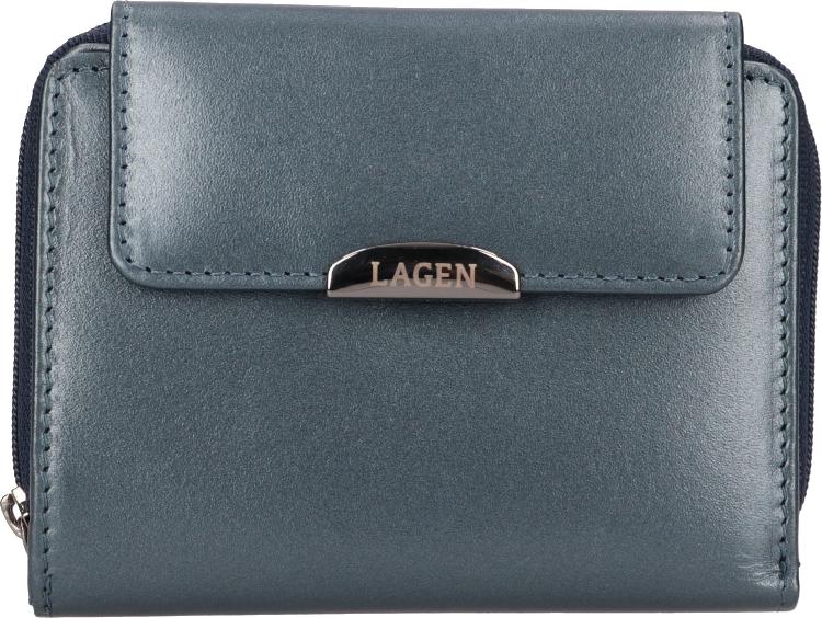Levně Lagen Dámská kožená peněženka 50723 METALIC GREY