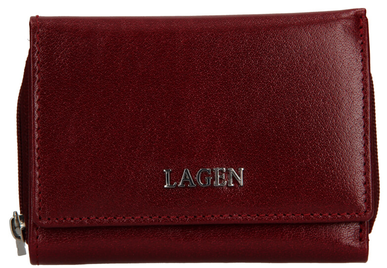 Levně Lagen Dámská kožená peněženka 50453 Cherry