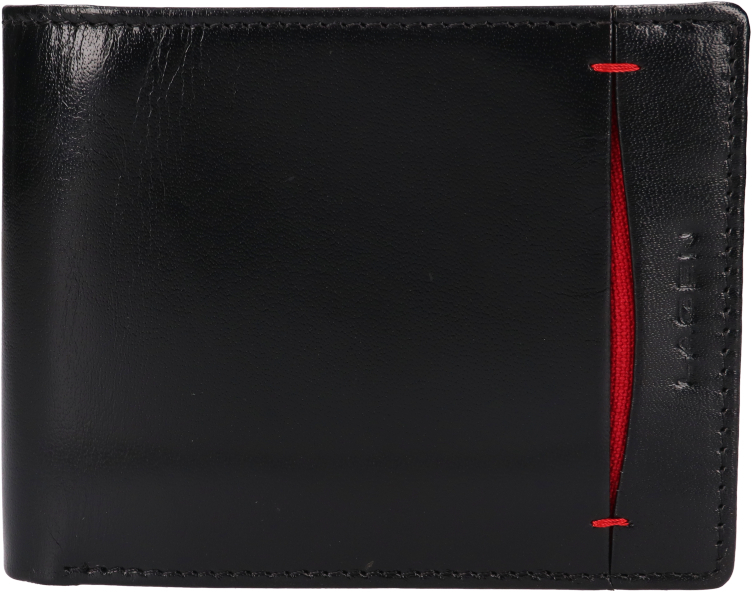 Levně Lagen Pánská kožená peněženka 50749 BLACK/RED
