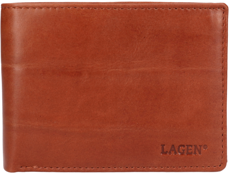 Levně Lagen Pánská kožená peněženka LG-2111 MID BRN