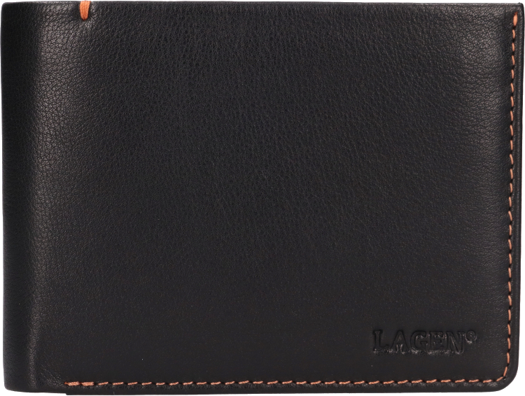 Lagen Pánska kožená peňaženka LG-2119 BLK