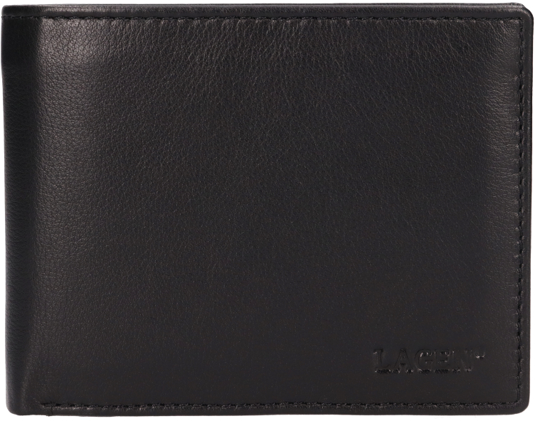 Lagen Pánska kožená peňaženka LG-2146 BLK
