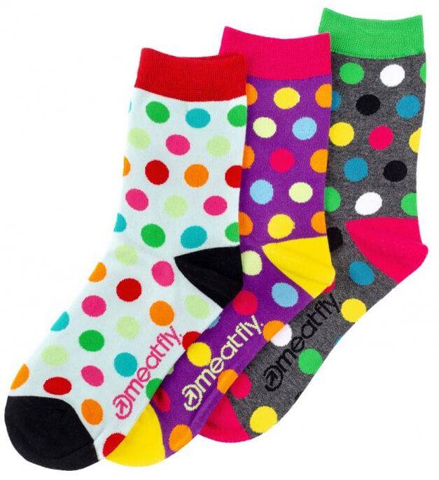 Meatfly 3 PACK - ponožky Light Regular Dots socks S19 Multi pack 36-39