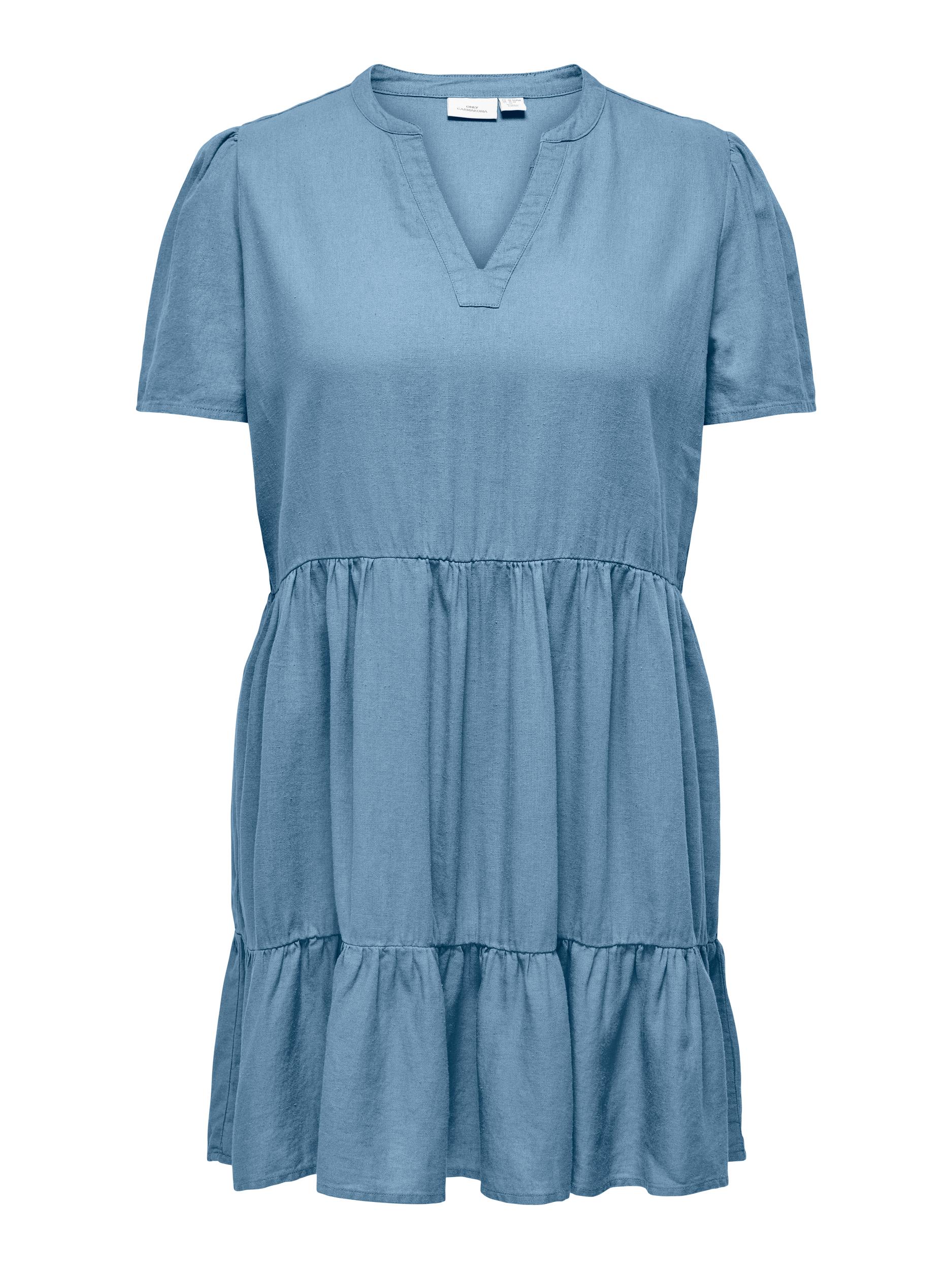ONLY CARMAKOMA Dámské šaty CARTIRI-CARO Regular Fit 15311976 Blissful Blue 5XL/6XL