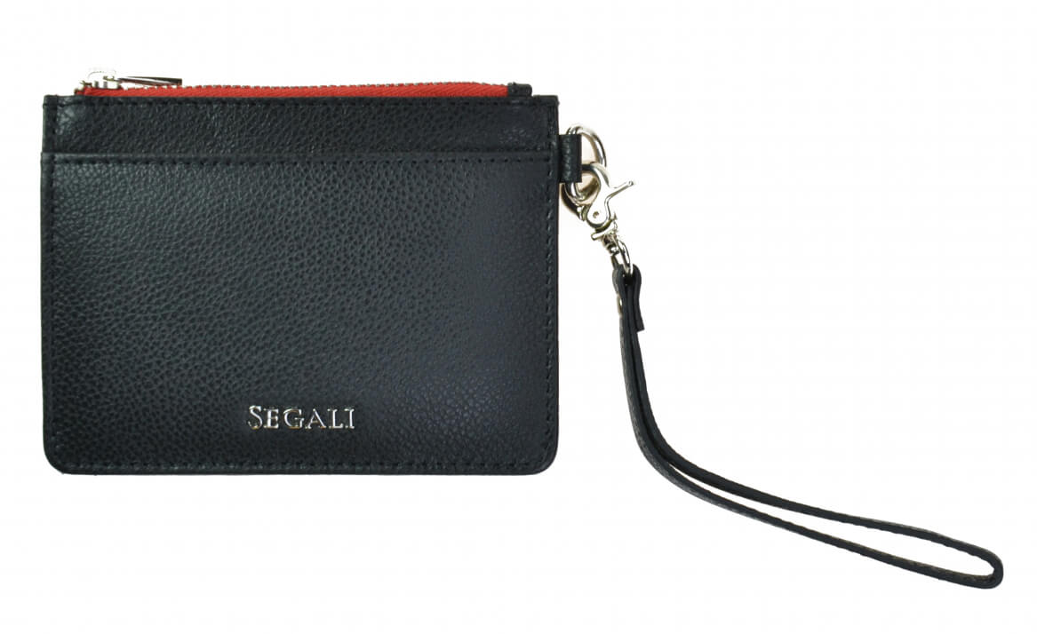SEGALI Kožená mini peněženka-klíčenka 7290 A Black