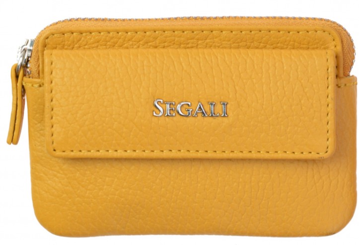Levně SEGALI Kožená mini peněženka-klíčenka 7483 A yellow