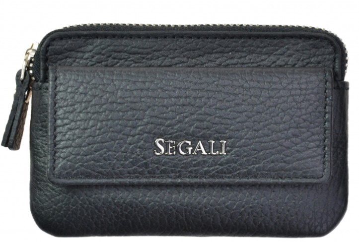 SEGALI Kožená mini peňaženka-kľúčenka 7483 A black