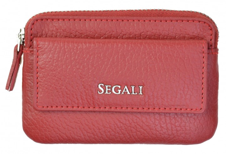 SEGALI Kožená mini peněženka-klíčenka 7483 A red