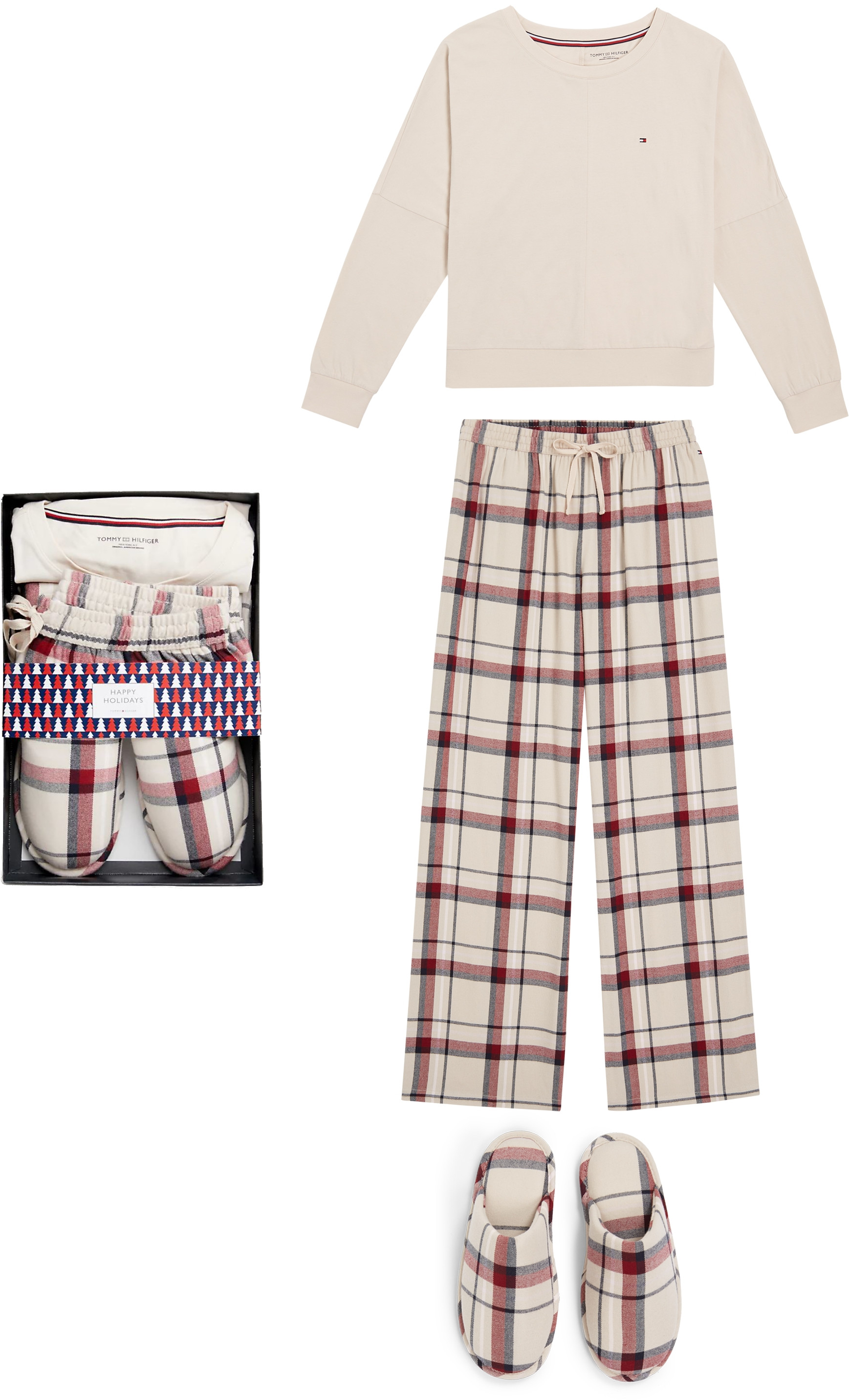 Tommy Hilfiger Női ajándék szett - pizsama és papucs UW0UW04853-0TA XL