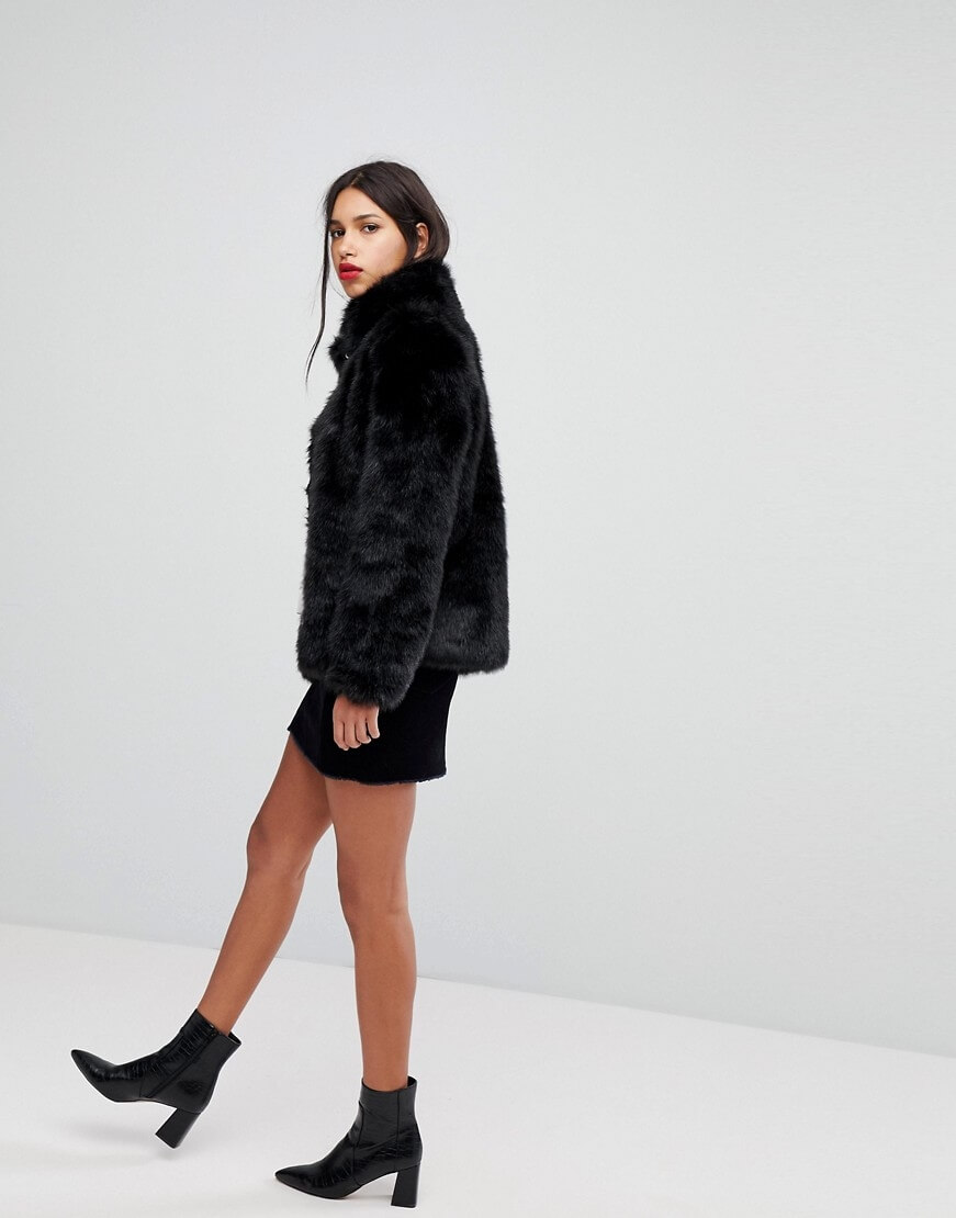 cheap black fur jacket