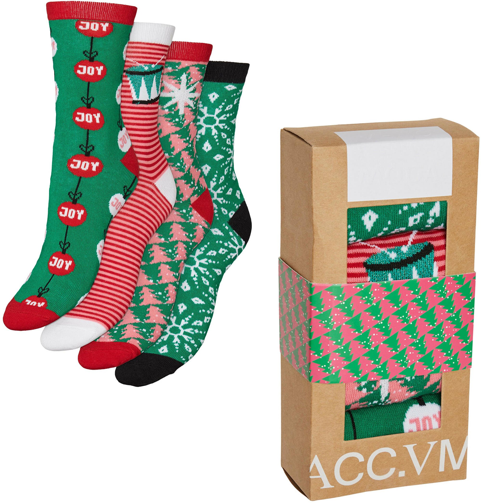 Levně Vero Moda 4 PACK - dámské ponožky VMELF 10274034 Jelly Bean Box 1 36-41