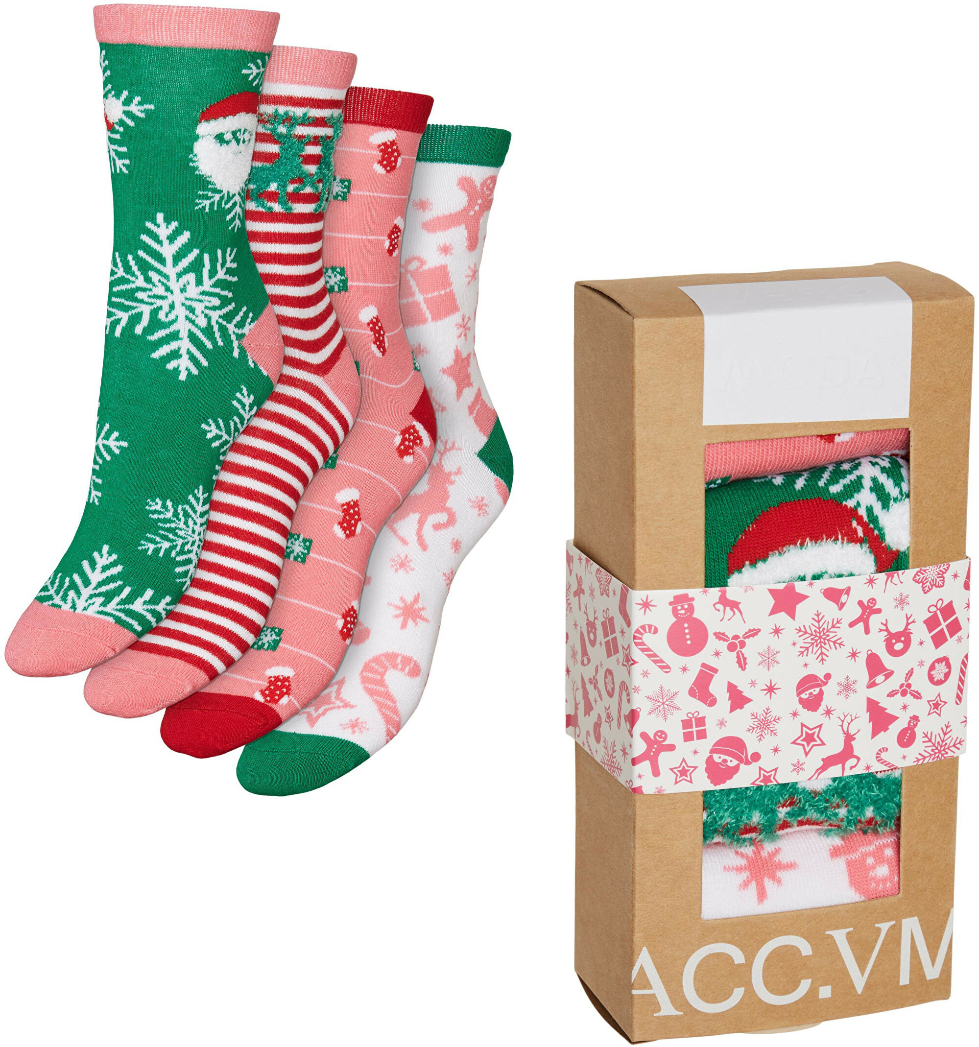 Vero Moda 4 PACK - dámské ponožky VMELF 10274034 Snow White Box 4