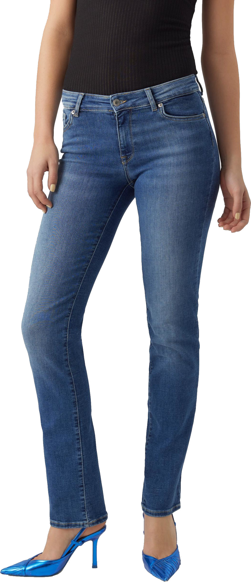 Vero Moda Dámské džíny VMDAF Straight Fit 10284790 Medium Blue Denim 31/32