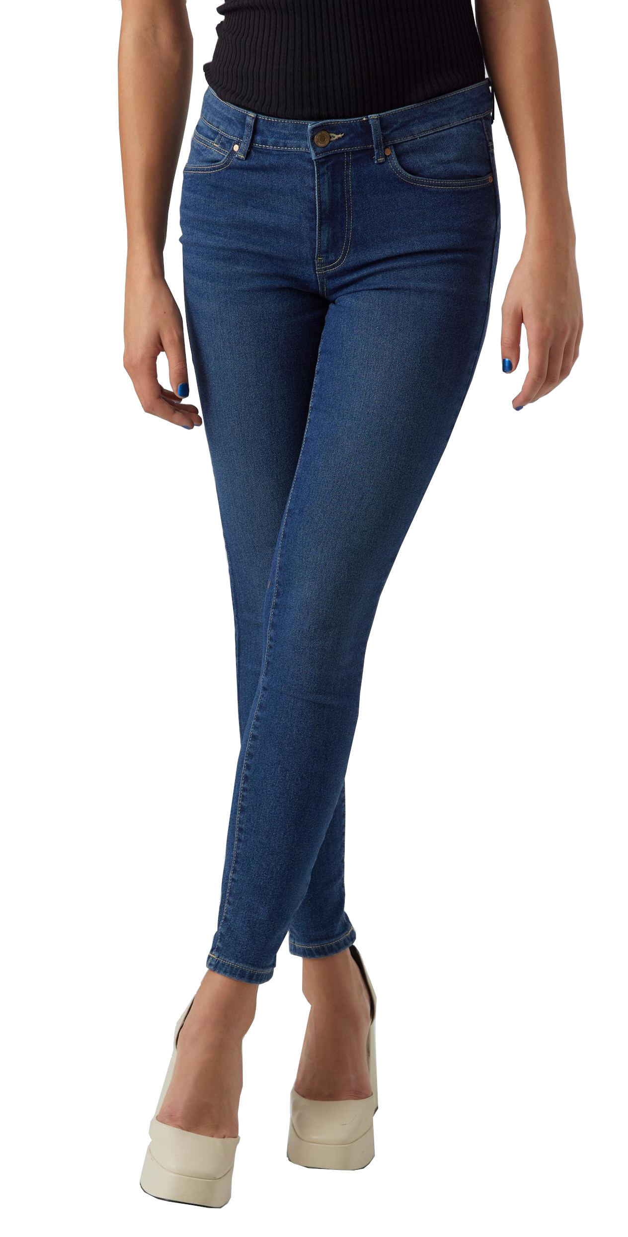 Vero Moda Dámské džíny VMJUDE Slim Fit 10278817 Medium Blue Denim XS/32