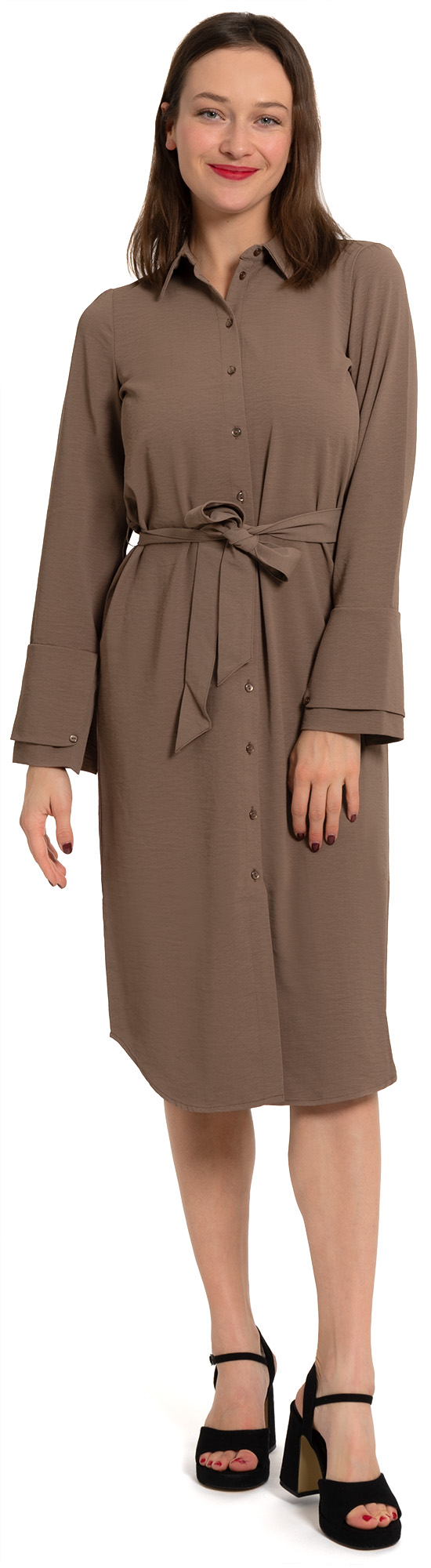 Vero Moda Dámské šaty VMPIXI Regular Fit 10296553 Brown Lentil XL