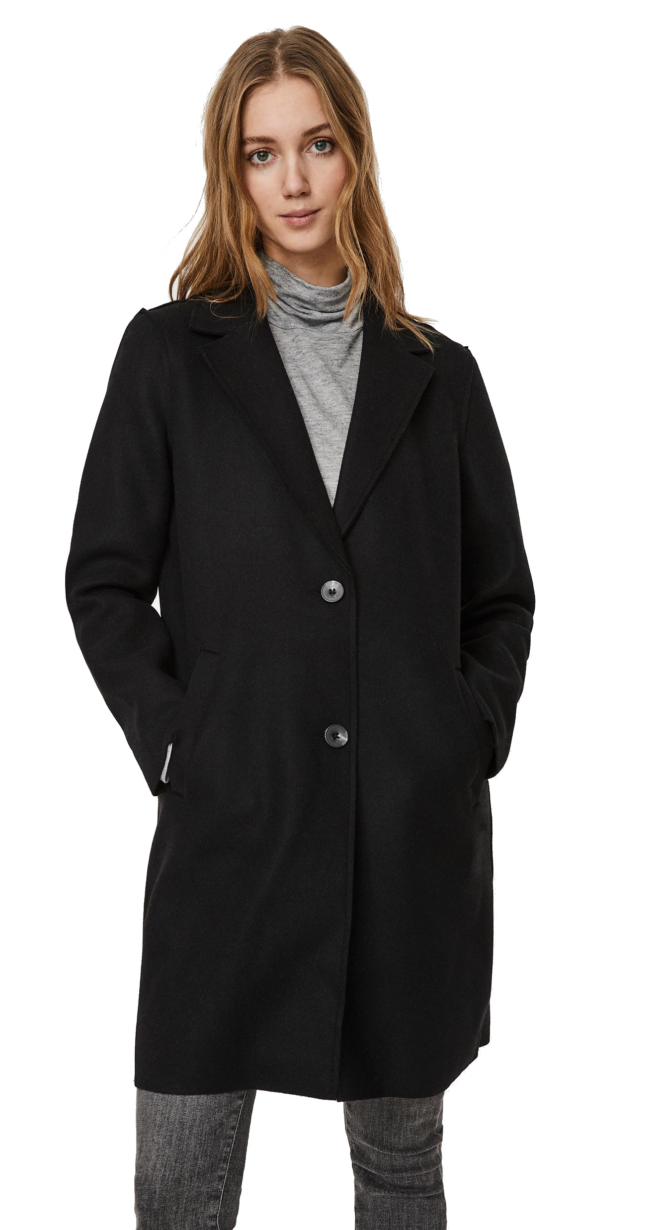 Vero Moda Dámský kabát VMPAULA Regular Fit 10248801 Black Solid S