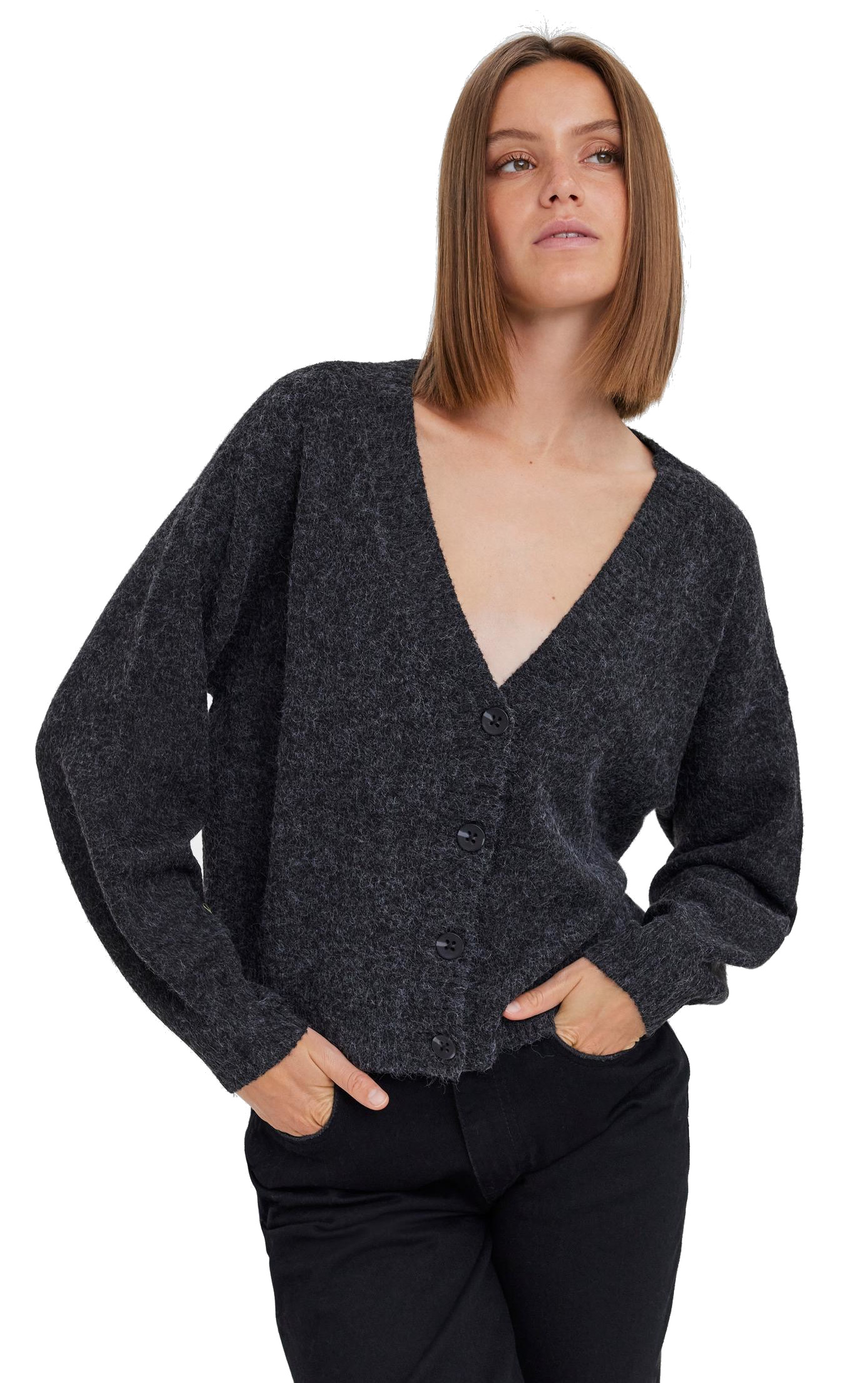 Vero Moda Női pulóver Regular Fit VMDOFFY 10259445 Black MELANGE XL