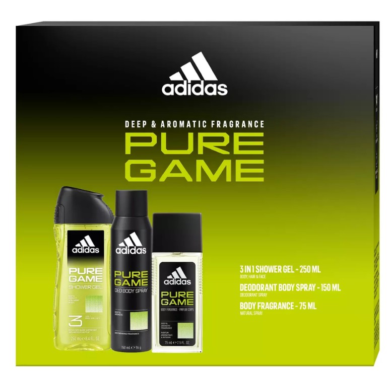 Adidas Pure Game - deodorant s rozprašovačem 75 ml + deodorant ve spreji 150 ml + sprchový gel 250 ml