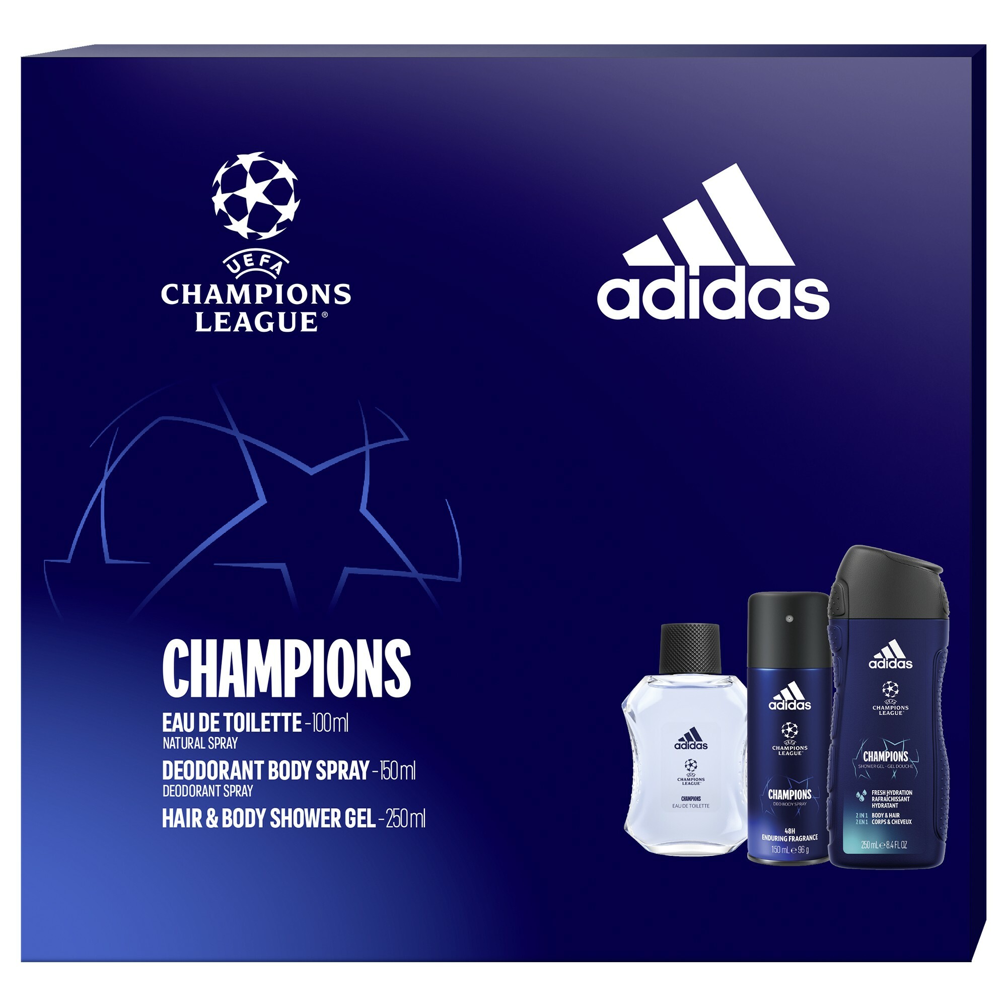 Adidas UEFA Champions League Edition - EDT 100 ml + sprchový gel 250 ml + deodorant ve spreji 150 ml