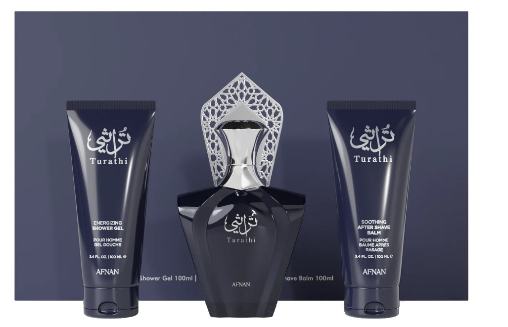 Afnan Turathi Blue - EDP 90 ml + balzám po holení 100 ml + sprchový gel 100 ml