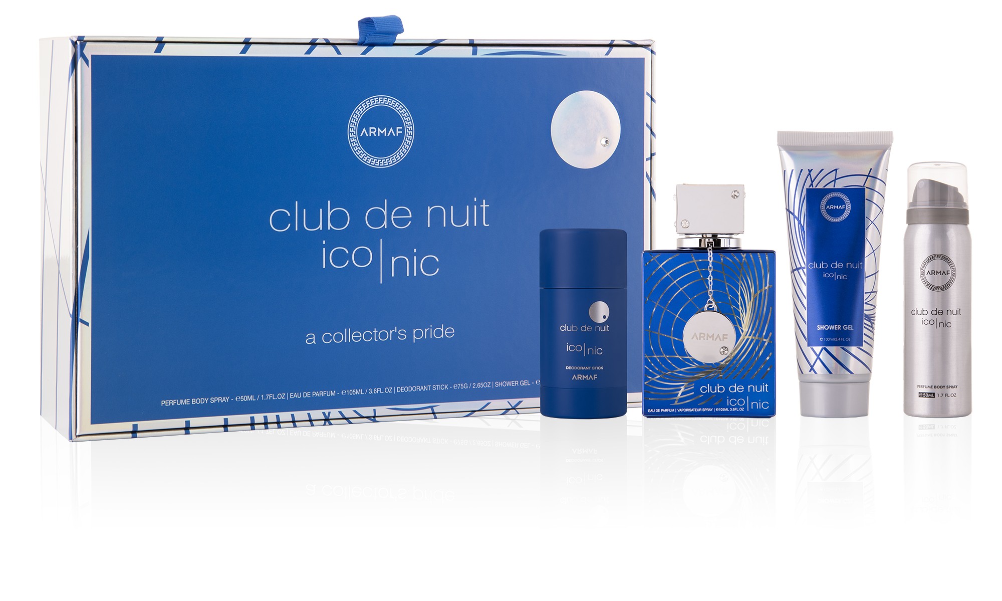 Armaf Club De Nuit Blue Iconic - EDP 105 ml + tuhý deodorant 75 g + deodorant ve spreji 50 ml + sprchový gel 100 ml