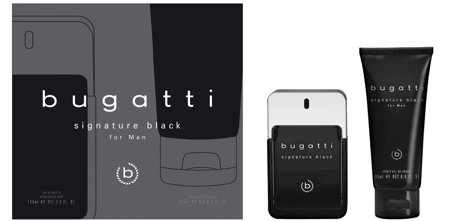 Bugatti Signature Black - EDT 100 ml + sprchový gel 200 ml